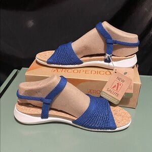 NWB Arcopedico sandals Bright blue Sustainable future twin arch support system